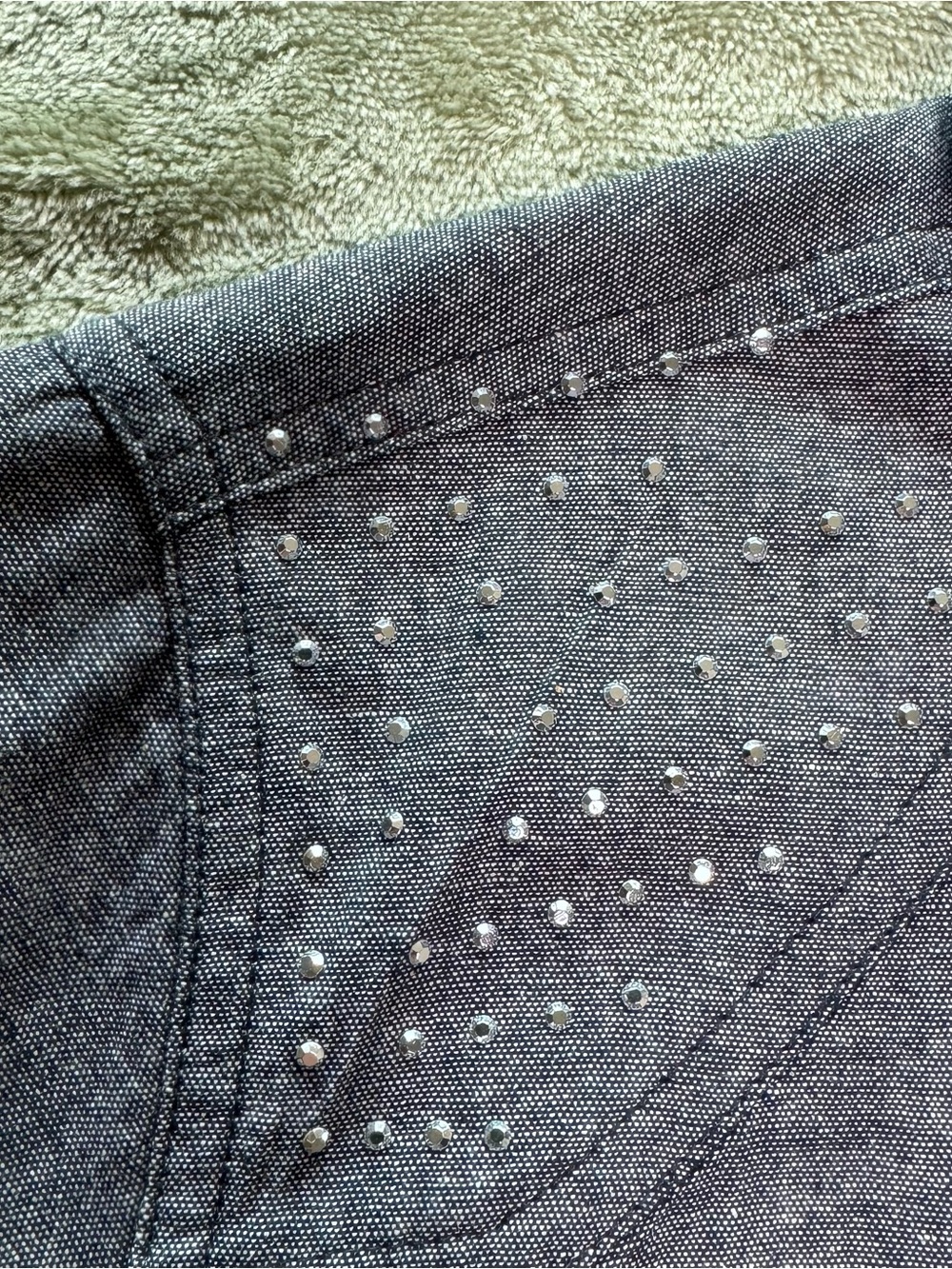 Derek Heart Rhinestone Chambray Shirt XL - Picture 6 of 11